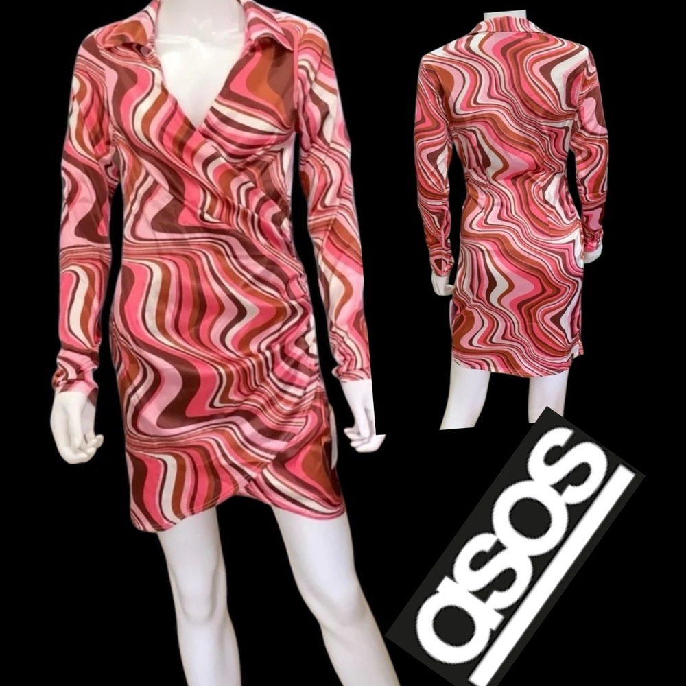 ASOS Pink Swirl 70s Vibe
Pattern Dress Size 6